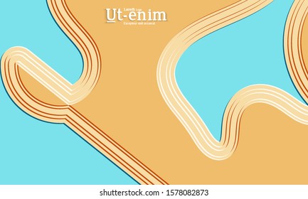 Abstract web templates with wavy embossed gradient shapes on colored background. Social media web banner or landing page. Abstract paper cut 3d layered topographic background.