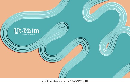 Abstract web templates with wavy embossed gradient shapes on black background. Social media web banner or landing page. Abstract paper cut 3d layered topographic background.