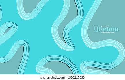 Abstract web templates with wavy embossed gradient shapes on colored background. Social media web banner or landing page. Abstract paper cut 3d layered topographic background.