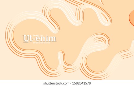 Abstract web templates with wavy embossed gradient shapes on colored background. Social media web banner or landing page. Abstract paper cut 3d layered topographic background.