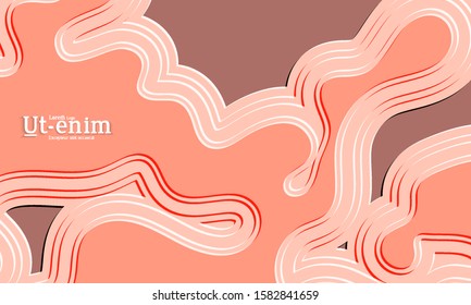 Abstract web templates with wavy embossed gradient shapes on gradient background. Social media web banner or landing page. Abstract paper cut 3d layered topographic background.