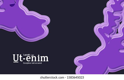 Abstract web templates with wavy embossed gradient shapes on gradient background. Social media web banner or landing page. Fluid lighting effect with smooth liquid colors.