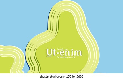 Abstract web templates with wavy embossed gradient shapes on colored background. Social media web banner or landing page. Abstract paper cut 3d layered topographic background.