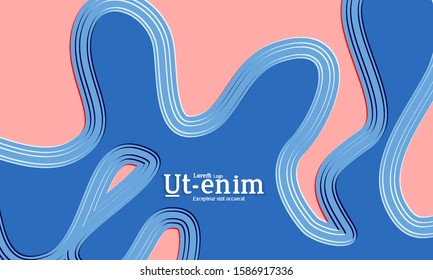 Abstract web templates with wavy embossed gradient shapes on gradient background. Social media web banner or landing page. Abstract paper cut 3d layered topographic background.