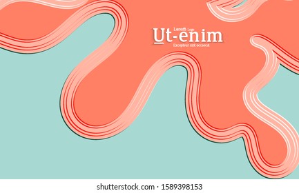 Abstract web templates with wavy embossed gradient shapes on colored background. Social media web banner or landing page. Abstract paper cut 3d layered topographic background.