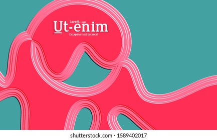 Abstract web templates with wavy embossed gradient shapes on gradient background. Social media web banner or landing page. Abstract paper cut 3d layered topographic background.