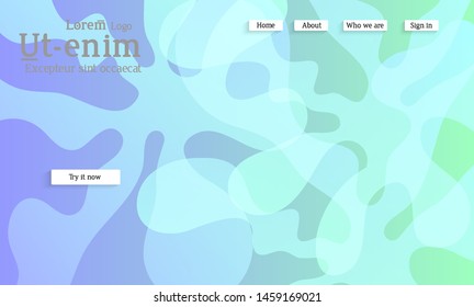 Abstract web templates with wavy overlapping gradient shapes on bright colored background. Social media web banner or landing page. Fluid lighting effect with smooth liquid colors. 