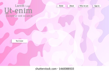 Abstract web templates with wavy overlapping gradient shapes on bright colored background. Social media web banner or landing page. Fluid lighting effect with smooth liquid colors. 