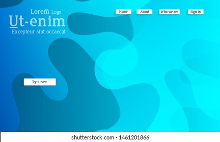 Abstract web templates with wavy overlapping gradient shapes on bright colored background. Social media web banner or landing page. Fluid lighting effect with smooth liquid colors. 