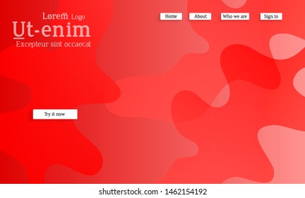 Abstract web templates with wavy overlapping gradient shapes on bright colored background. Social media web banner or landing page. Fluid lighting effect with smooth liquid colors. 
