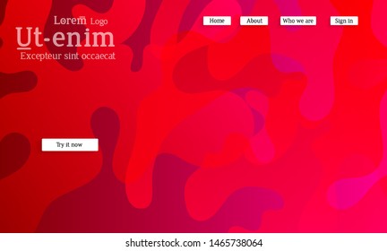 Abstract web templates with wavy overlapping gradient shapes on bright colored background. Social media web banner or landing page. Fluid lighting effect with smooth liquid colors. 