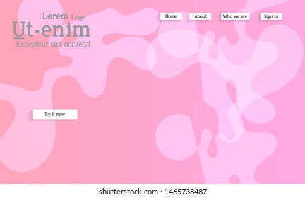 Abstract web templates with wavy overlapping gradient shapes on bright colored background. Social media web banner or landing page. Fluid lighting effect with smooth liquid colors. 