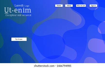 Abstract web templates with wavy overlapping gradient shapes on bright colored background. Social media web banner or landing page. Fluid lighting effect with smooth liquid colors. 