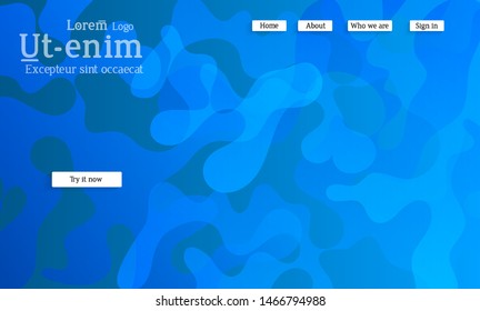 Abstract web templates with wavy overlapping gradient shapes on bright colored background. Social media web banner or landing page. Fluid lighting effect with smooth liquid colors. 