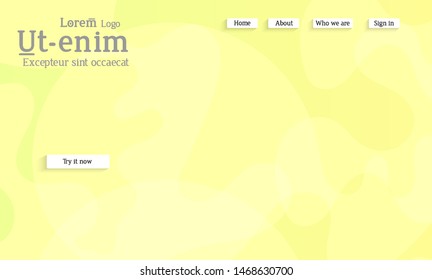 Abstract web templates with wavy overlapping gradient shapes on bright colored background. Social media web banner or landing page. Fluid lighting effect with smooth liquid colors. 