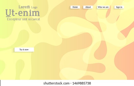 Abstract web templates with wavy overlapping gradient shapes on bright colored background. Social media web banner or landing page. Fluid lighting effect with smooth liquid colors. 