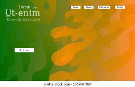 Abstract web templates with wavy overlapping gradient shapes on bright colored background. Social media web banner or landing page. Fluid lighting effect with smooth liquid colors. 