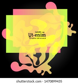 Abstract web templates with wavy overlapping gradient shapes on black background. Social media web banner or landing page. Fluid lighting effect with smooth liquid colors. 