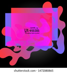 Abstract web templates with wavy overlapping gradient shapes on black background. Social media web banner or landing page. Fluid lighting effect with smooth liquid colors. 