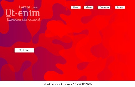 Abstract web templates with wavy overlapping gradient shapes on bright colored background. Social media web banner or landing page. Fluid lighting effect with smooth liquid colors. 