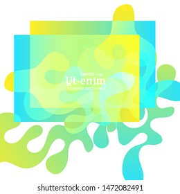 Abstract web templates with wavy overlapping gradient shapes on bright colored background. Social media web banner or landing page. Fluid lighting effect with smooth liquid colors. 