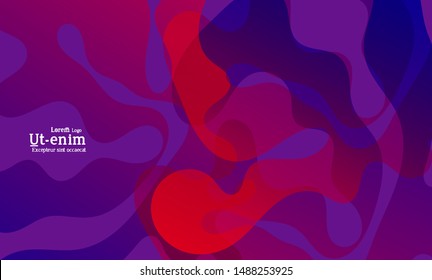 Abstract web templates with wavy overlapping gradient shapes on bright colored background. Social media web banner or landing page. Fluid lighting effect with smooth liquid colors. 