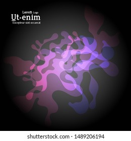 Abstract web templates with wavy overlapping gradient shapes on black background. Social media web banner or landing page. Fluid lighting effect with smooth liquid colors. 