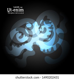 Abstract web templates with wavy overlapping gradient shapes on black background. Social media web banner or landing page. Fluid lighting effect with smooth liquid colors. 