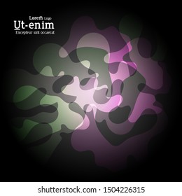 Abstract web templates with wavy overlapping gradient shapes on black background. Social media web banner or landing page. Fluid lighting effect with smooth liquid colors. 