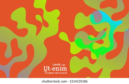 Abstract web templates with wavy overlapping gradient shapes on bright colored background. Social media web banner or landing page. Fluid lighting effect with smooth liquid colors. 