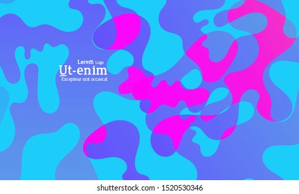 Abstract web templates with wavy overlapping gradient shapes on bright colored background. Social media web banner or landing page. Fluid lighting effect with smooth liquid colors. 