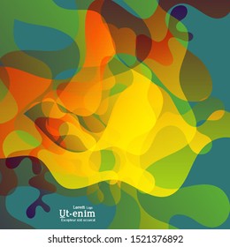 Abstract web templates with wavy overlapping gradient shapes on bright colored background. Social media web banner or landing page. Fluid lighting effect with smooth liquid colors. 