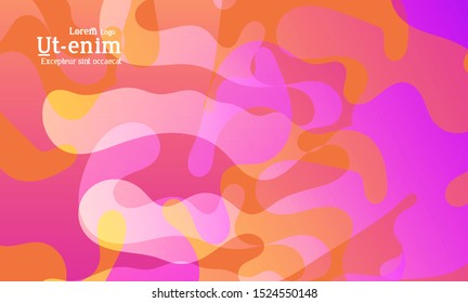 Abstract web templates with wavy overlapping gradient shapes on bright colored background. Social media web banner or landing page. Fluid lighting effect with smooth liquid colors. 