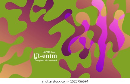 Abstract web templates with wavy overlapping gradient shapes on bright colored background. Social media web banner or landing page. Fluid lighting effect with smooth liquid colors. 