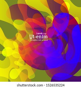 Abstract web templates with wavy overlapping gradient shapes on bright colored background. Social media web banner or landing page. Fluid lighting effect with smooth liquid colors. 