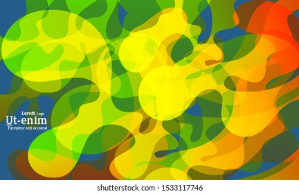 Abstract web templates with wavy overlapping gradient shapes on bright colored background. Social media web banner or landing page. Fluid lighting effect with smooth liquid colors. 