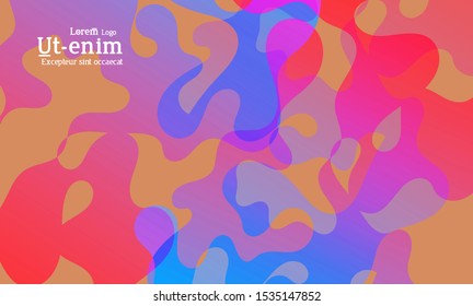 Abstract web templates with wavy overlapping gradient shapes on bright colored background. Social media web banner or landing page. Fluid lighting effect with smooth liquid colors. 