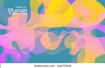 Abstract web templates with wavy overlapping gradient shapes on bright colored background. Social media web banner or landing page. Fluid lighting effect with smooth liquid colors. 