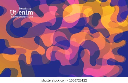 Abstract web templates with wavy overlapping gradient shapes on bright colored background. Social media web banner or landing page. Fluid lighting effect with smooth liquid colors. 