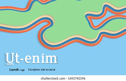 Abstract  web templates with wavy paper cut shapes. Social media web banner or landing page. 