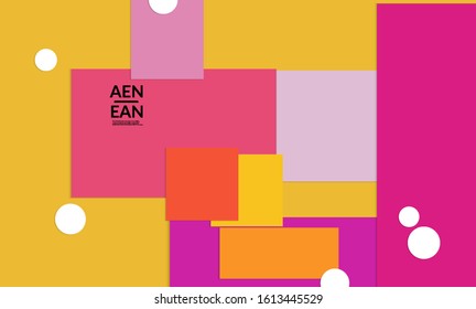 Abstract web wallpaper with paper cut overlapping geometric shapes. Vintage poster. Art with retro colored vector background objects. Material design. Marketing technologies for natural environment