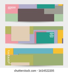Abstract web wallpaper with paper cut overlapping geometric shapes. Vintage banner. Art with retro colored vector background objects. Material design. Artistic geometric pattern. Vector illustration. 
