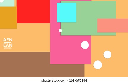 Abstract web wallpaper with paper cut overlapping geometric shapes. Vintage poster. Art with retro colored vector background objects. Material design. Marketing technologies for natural environment