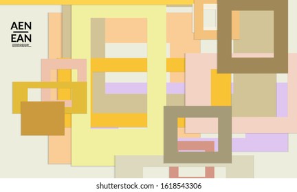 Abstract web wallpaper with paper cut overlapping rectangular frames. Vintage poster. Art with retro colored vector background objects. Material design. Marketing technologies for natural environment