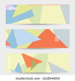 Abstract web wallpaper with paper cut overlapping geometric shapes. Vintage banner. Art with retro colored vector background objects. Material design. Artistic geometric pattern. Vector illustration. 