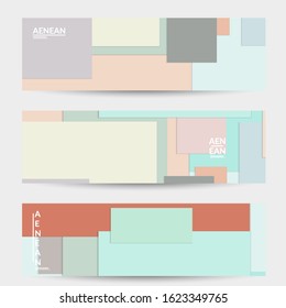 Abstract web wallpaper with paper cut overlapping geometric shapes. Vintage banner. Art with retro colored vector background objects. Material design. Artistic geometric pattern. Vector illustration. 