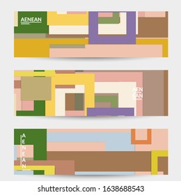 Abstract web wallpaper with paper cut overlapping geometric shapes. Vintage banner. Art with retro colored vector background objects. Material design. Artistic geometric pattern. Vector illustration. 