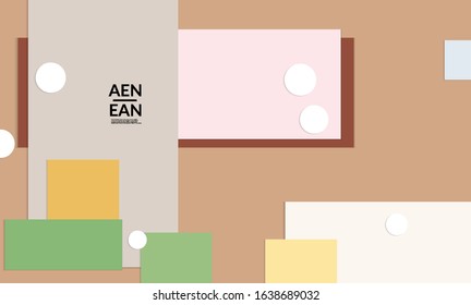 Abstract web wallpaper with paper cut overlapping geometric shapes. Vintage poster. Art with retro colored vector background objects. Material design. Marketing technologies for natural environment