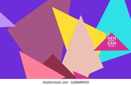 Abstract web wallpaper with paper cut overlapping triangles. Vintage poster. Art with retro colored vector background objects. Material design. Artistic stationary template for wed technologies.