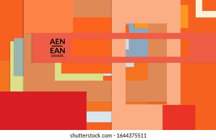 Abstract web wallpaper with paper cut overlapping rectangular frames. Vintage poster. Art with retro colored vector background objects. Material design. Marketing technologies for natural environment